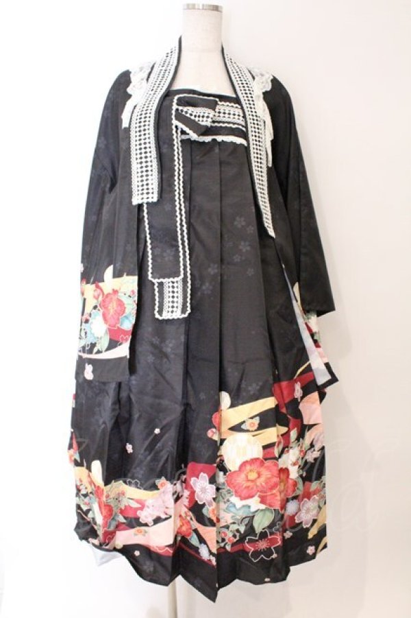 画像1: NYANYA【海外ロリィタ】 / 大正浪漫 ジャンパースカート 羽織セット M クロ O-26-03-21-137-LO-OP-IG-OS (1)