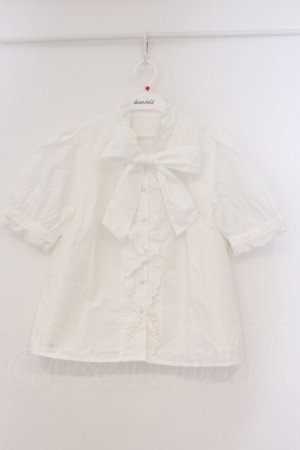 画像: evelyn / コットンレースボウタイ半袖ブラウス  シロ O-26-03-21-014-LO-BL-IG-OS