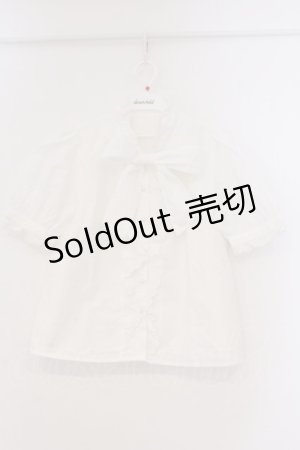 画像: evelyn / コットンレースボウタイ半袖ブラウス  シロ O-26-03-21-014-LO-BL-IG-OS