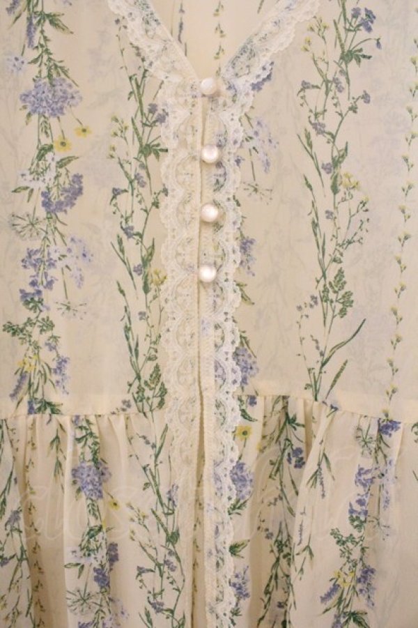 画像2: axes femme / 花柄シースルーロングカーディガン  イエロー O-26-03-21-015-AX-TO-IG-OS (2)