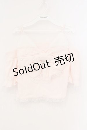画像: Ank Rouge / リボンネコちゃんオフショルテレコトップス M ピンク O-26-03-21-016-CA-TO-OW-OS