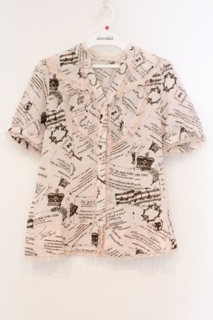 画像: axes femme / アンティーク柄ブラウス M ピンク O-26-03-21-017-AX-BL-OW-OS