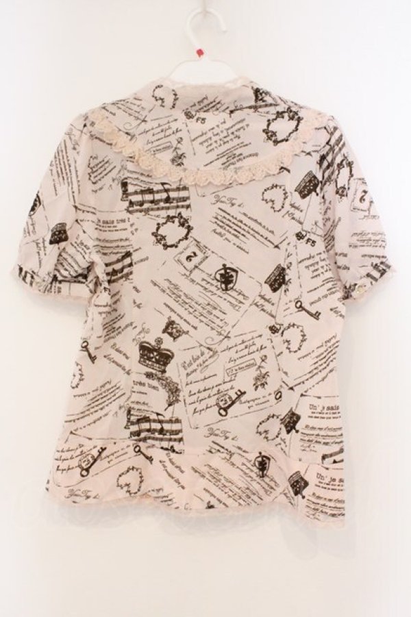 画像3: axes femme / アンティーク柄ブラウス M ピンク O-26-03-21-017-AX-BL-OW-OS (3)