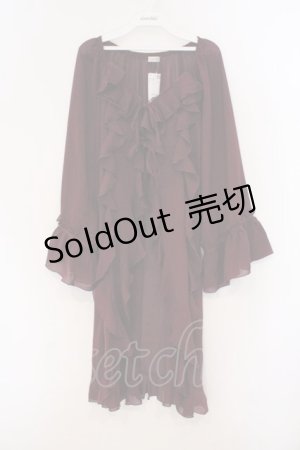 画像: axes femme / オフショル風フリルガウン  ワイン O-26-03-21-020-AX-TO-IG-OS