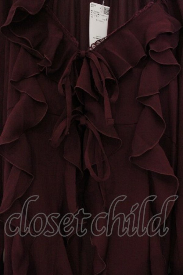画像2: axes femme / オフショル風フリルガウン  ワイン O-26-03-21-020-AX-TO-IG-OS (2)