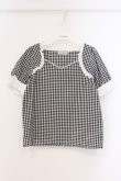 画像1: Bubbles / コットンレース配色ギンガムブラウス  クロ O-26-03-21-027-CA-BL-OW-OS (1)