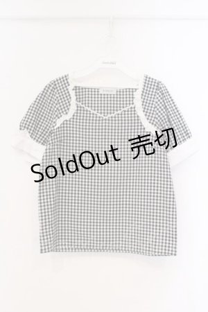 画像: Bubbles / コットンレース配色ギンガムブラウス  クロ O-26-03-21-027-CA-BL-OW-OS