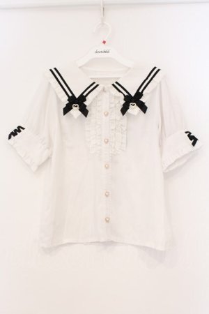 画像: LIZ LISA / ストライプカラーブラウス  シロ×クロ O-26-03-21-028-LO-BL-OW-OS