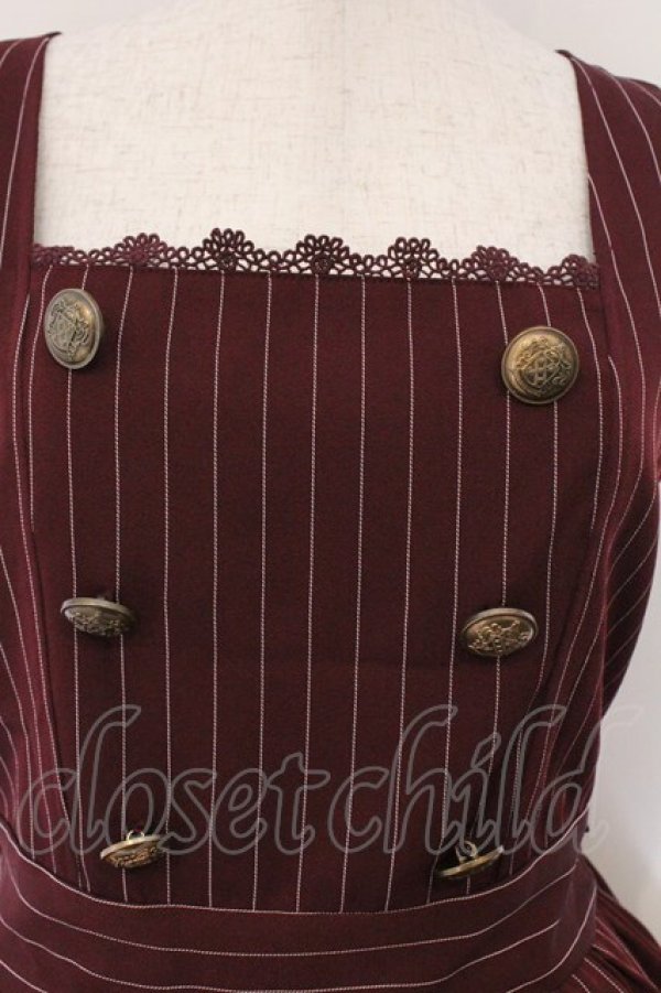 画像2: axes femme kawaii / ストライプ柄ジャンスカ  ワイン O-26-03-23-003-AX-OP-IG-OS (2)