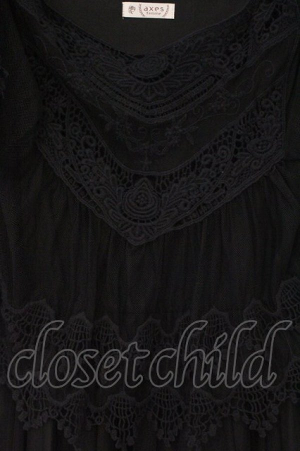 画像2: axes femme / レース重ねワンピース  クロ O-26-03-23-031-AX-OP-IG-OS (2)