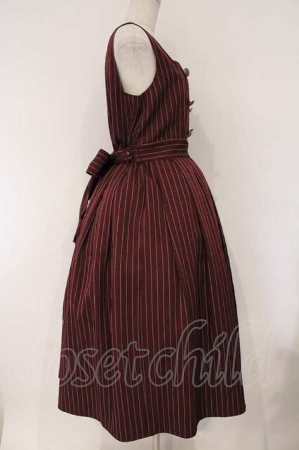 画像3: axes femme kawaii / ストライプ柄ジャンスカ  ワイン O-26-03-23-003-AX-OP-IG-OS (3)