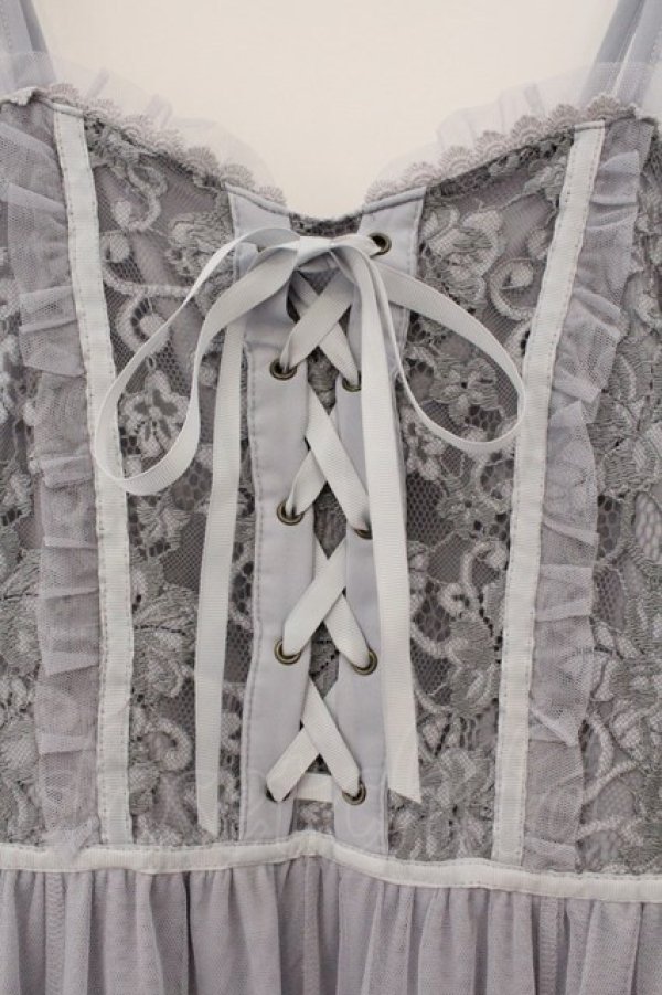 画像2: axes femme / レース重ねキャミワンピース M グレー O-26-03-23-035-AX-OP-IG-OS (2)