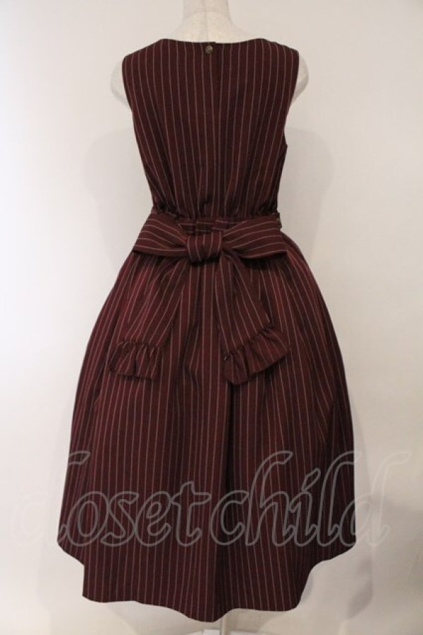 画像4: axes femme kawaii / ストライプ柄ジャンスカ  ワイン O-26-03-23-003-AX-OP-IG-OS (4)
