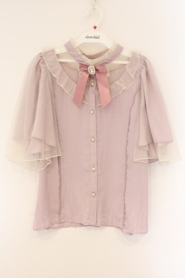 画像1: axes femme kawaii / ビジューリボンブローチ付ブラウス M ピンク O-26-03-23-037-AX-BL-IG-OS (1)