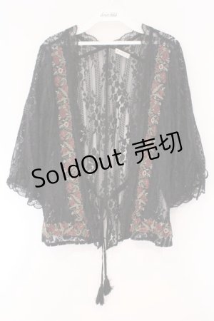 画像: axes femme / フラワー刺繍レースカーデ/ミュルーズ染織美術館コラボ  クロ O-26-03-23-040-AX-TO-IG-OS