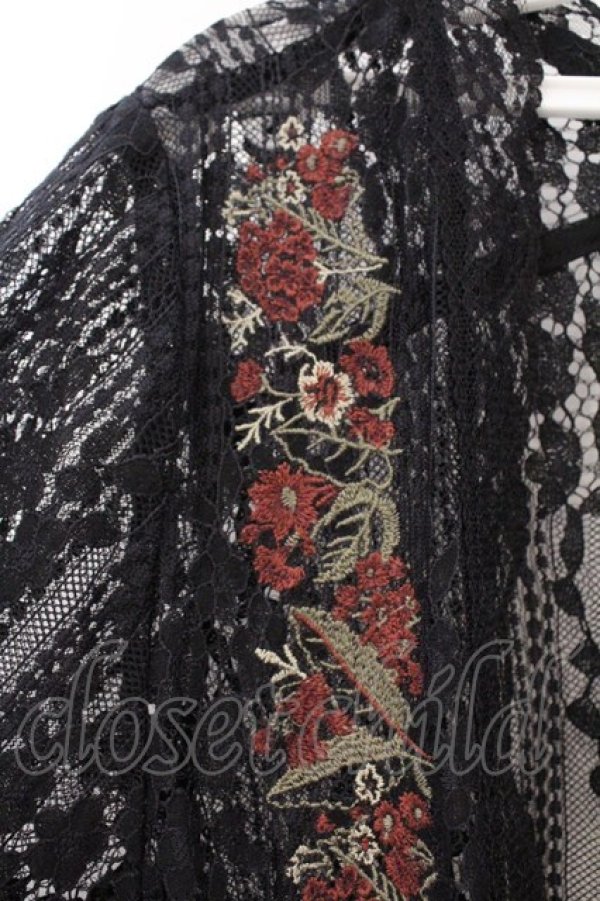 画像2: axes femme / フラワー刺繍レースカーデ/ミュルーズ染織美術館コラボ  クロ O-26-03-23-040-AX-TO-IG-OS (2)