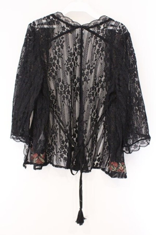 画像3: axes femme / フラワー刺繍レースカーデ/ミュルーズ染織美術館コラボ  クロ O-26-03-23-040-AX-TO-IG-OS (3)