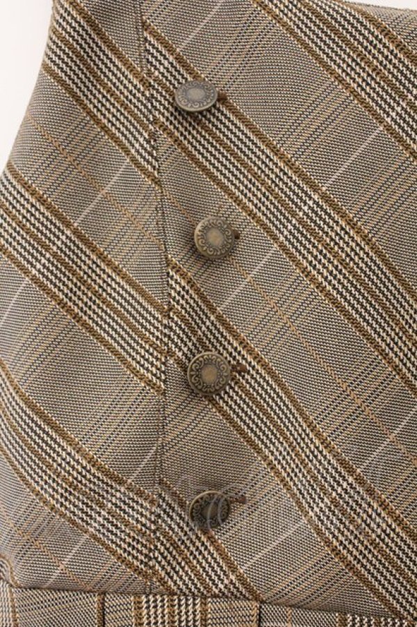 画像2: axes femme / Ｗ釦フィッシュテールジャンパースカート M ブラウン O-26-03-23-041-AX-OP-IG-OS (2)