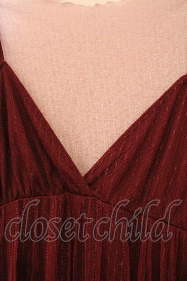 画像2: axes femme POETIQUE / インナー付ドットチュールワンピース  ワイン×ピンク O-26-03-23-042-AX-OP-IG-OS (2)