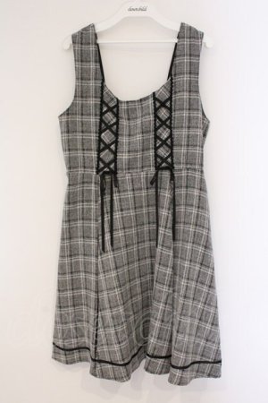 画像: axes femme / チェック柄ジャンパースカート M グレー O-26-03-23-044-AX-OP-IG-OS