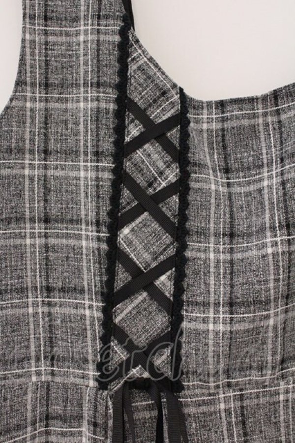画像2: axes femme / チェック柄ジャンパースカート M グレー O-26-03-23-044-AX-OP-IG-OS (2)