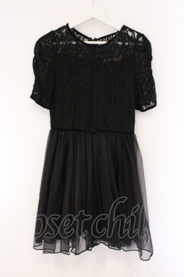 画像1: dazzlin / チュール切替ワンピース M クロ O-26-03-23-054-GO-OP-OW-OS (1)