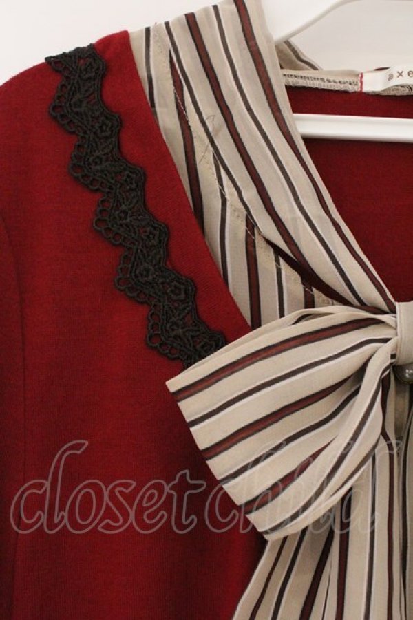 画像2: axes femme / ボウタイ付きプルオーバー M ワイン O-26-03-23-056-AX-TO-OW-OS (2)