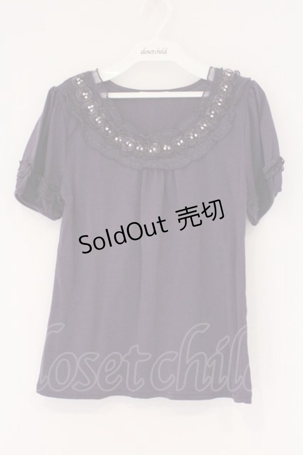 画像1: axes femme / ストーン使い半袖インナープルオーバー M パープル O-26-03-23-059-AX-TO-OW-OS (1)