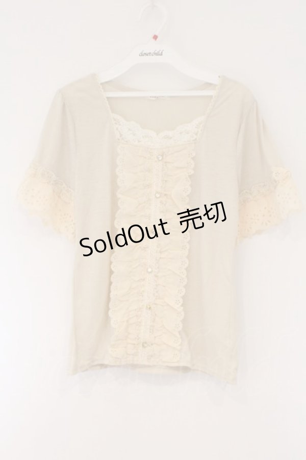 画像1: axes femme / ブラウスディテール半袖PO M キナリ O-26-03-23-060-AX-TO-OW-OS (1)