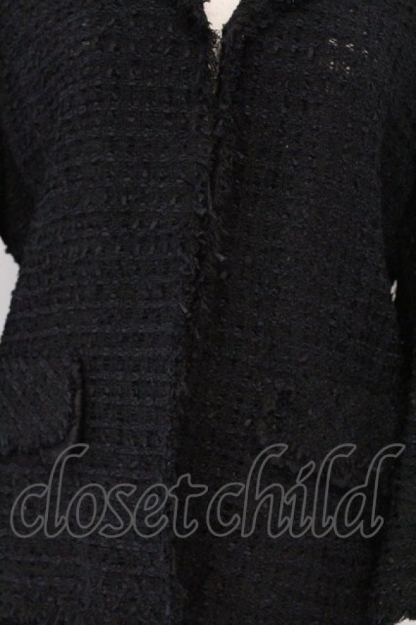 画像2: INGEBORG / モールドツイードセットアップ ジャケット・スカート共にL クロ O-26-03-23-001-LO-OP-OW-OS (2)