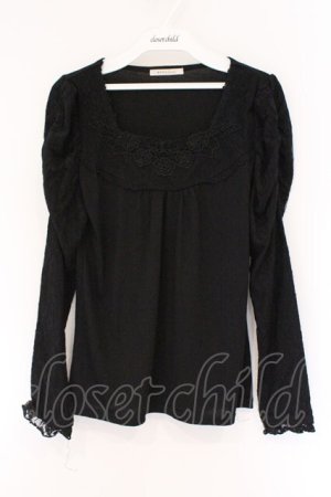 画像: axes femme / レースパワショルダーカットソー M クロ O-26-03-23-067-AX-TO-OW-OS