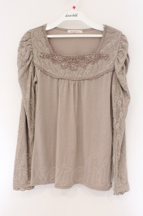 画像1: axes femme / レースパワショルダーカットソー M ベージュ O-26-03-23-069-AX-TO-OW-OS (1)