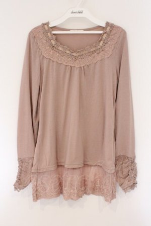 画像: axes femme / はしごレースカットソー M ピンク O-26-03-23-070-AX-TO-OW-OS