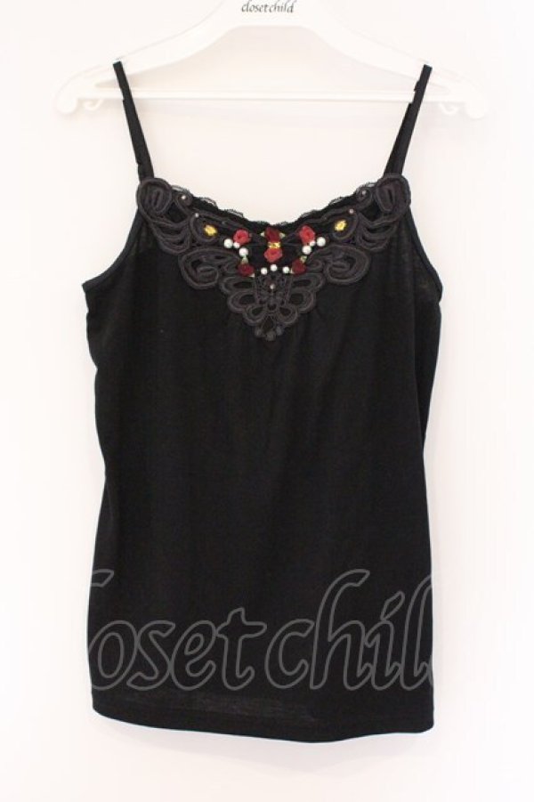 画像1: axes femme / お花＆パールキャミ M クロ O-26-03-23-072-AX-BL-OW-OS (1)