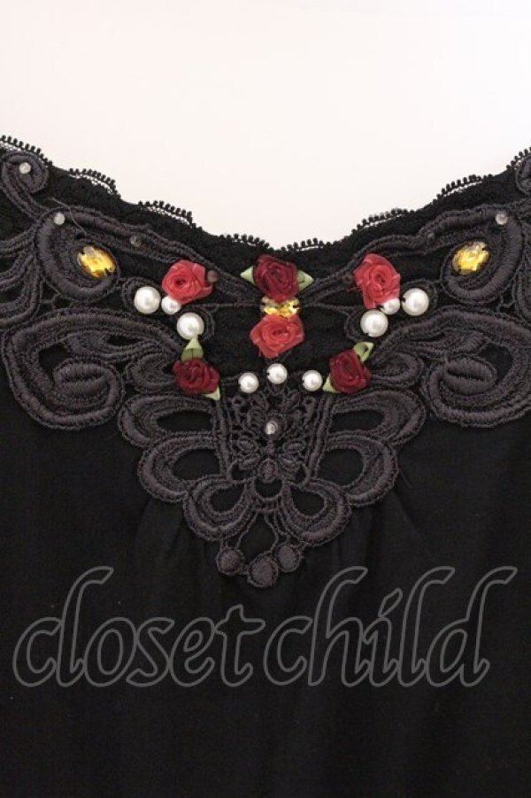 画像2: axes femme / お花＆パールキャミ M クロ O-26-03-23-072-AX-BL-OW-OS (2)