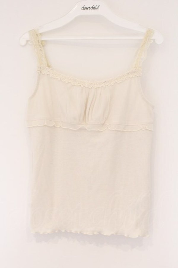 画像1: axes femme / チュール切り替えキャミ M キナリ O-26-03-23-073-AX-TO-OW-OS (1)