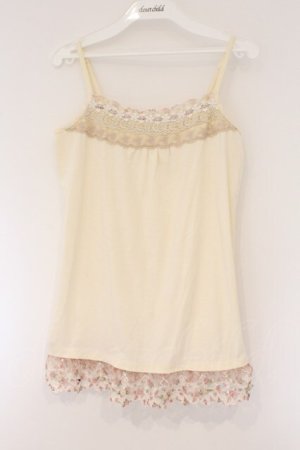 画像: axes femme / 総レース・立体お花付きキャミソール M キナリ O-26-03-23-074-AX-TO-OW-OS