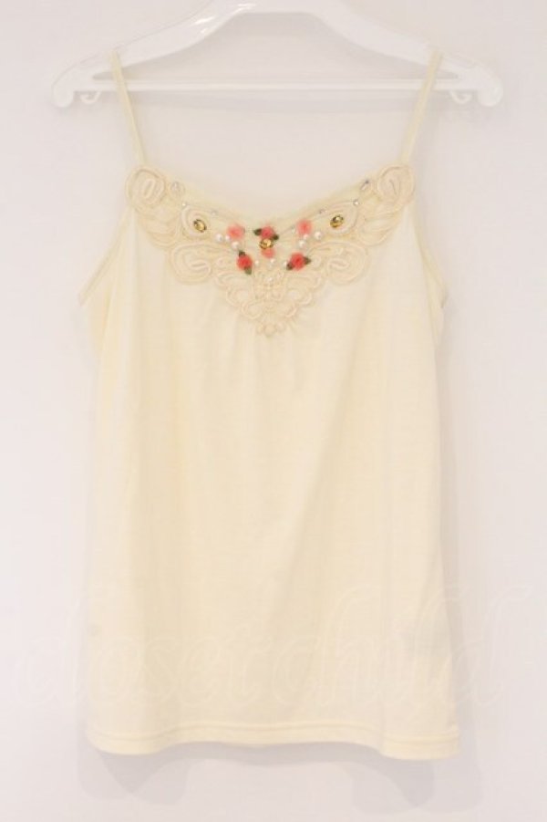 画像1: axes femme / お花＆パールキャミ M キナリ O-26-03-23-075-AX-BL-OW-OS (1)