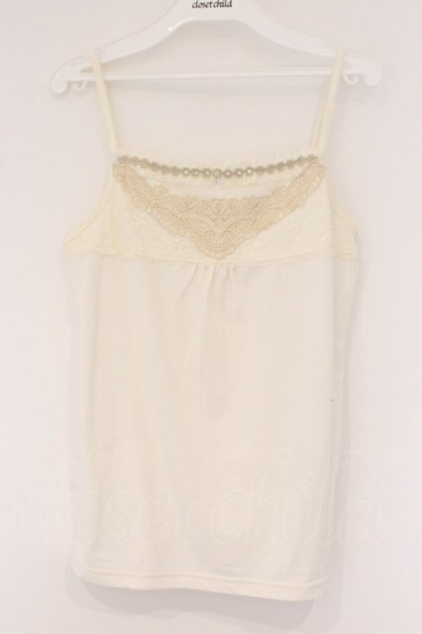 画像1: axes femme / レース＆ストーン使いキャミ M キナリ O-26-03-23-077-AX-TO-OW-OS (1)