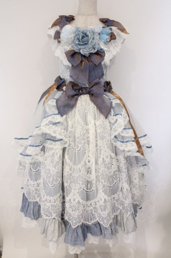 画像1: Elpress L / 総レースジャンパースカート　ドレス S サックス O-26-03-23-007-PU-OP-OW-OS (1)