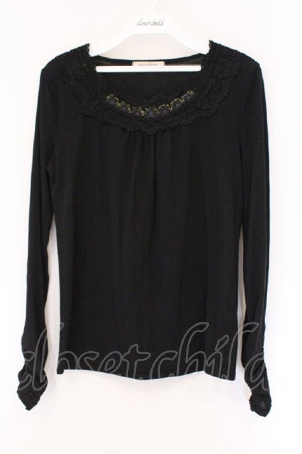 画像1: axes femme / 胸元ラメレース使いインナープルオーバー M クロ O-26-03-23-080-AX-TO-OW-OS (1)