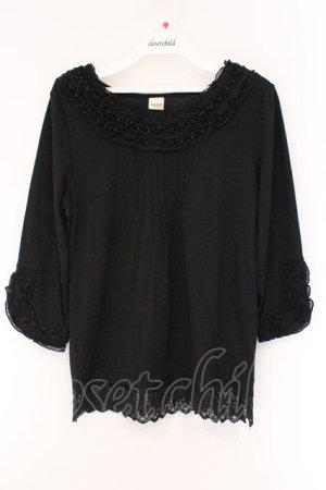 画像: axes femme / ポンポンモチーフ使いプルオーバー M クロ O-26-03-23-083-AX-TO-OW-OS