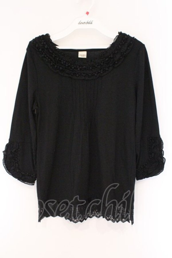 画像1: axes femme / ポンポンモチーフ使いプルオーバー M クロ O-26-03-23-083-AX-TO-OW-OS (1)