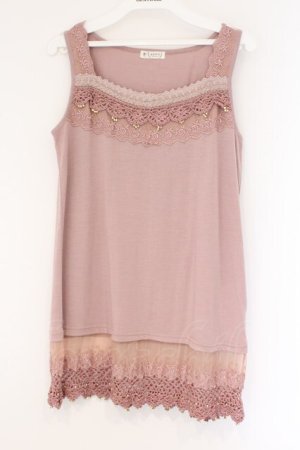 画像: axes femme / カギ編みロングキャミ M ピンク O-26-03-23-088-AX-TO-OW-OS