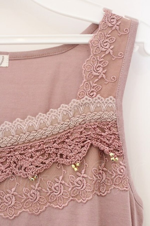 画像2: axes femme / カギ編みロングキャミ M ピンク O-26-03-23-088-AX-TO-OW-OS (2)