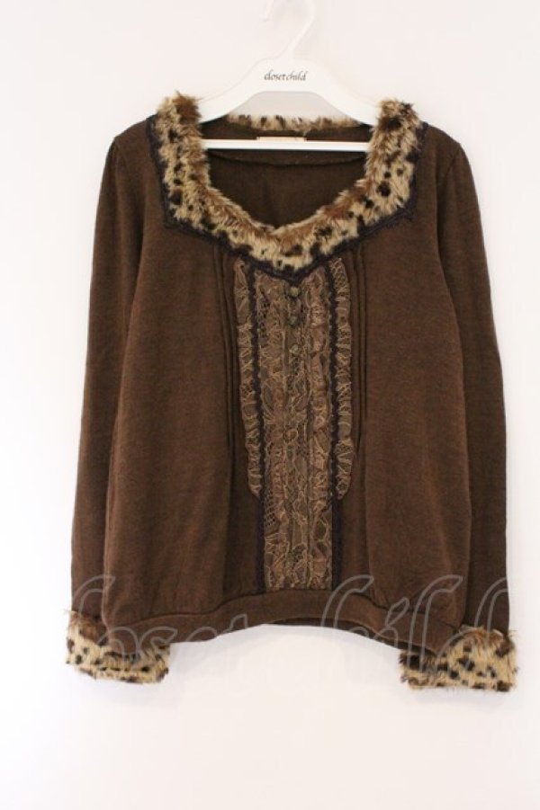 画像1: axes femme / レオパードファー使いプルオーバー M ブラウン O-26-03-23-090-AX-TO-OW-OS (1)