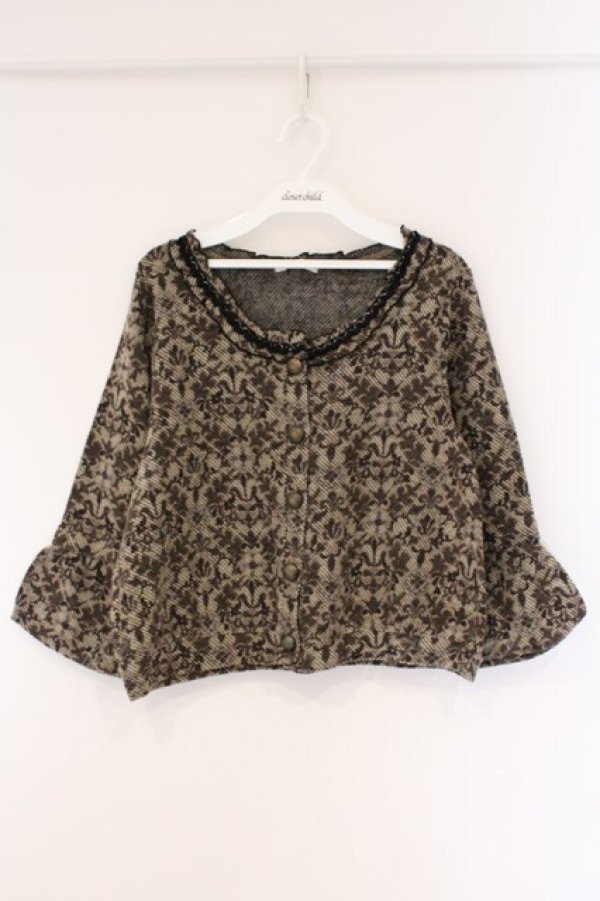 画像1: axes femme / アラベスク風ニットカーディガン M ベージュ系 O-26-03-23-091-AX-TO-OW-OS (1)