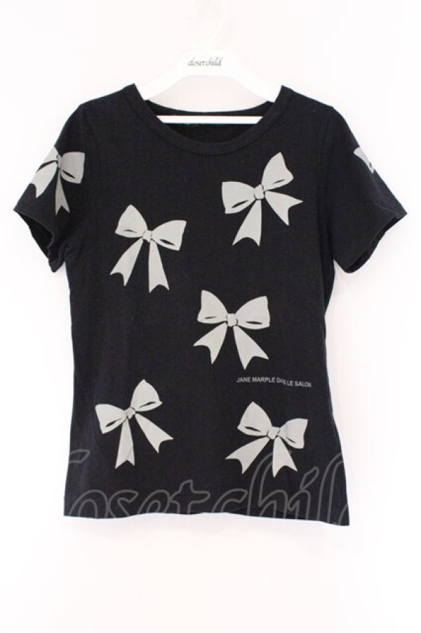 画像1: Jane Marple Dans Le Salon / リボンptTシャツ M クロ O-26-03-23-095-JM-TO-OW-OS (1)