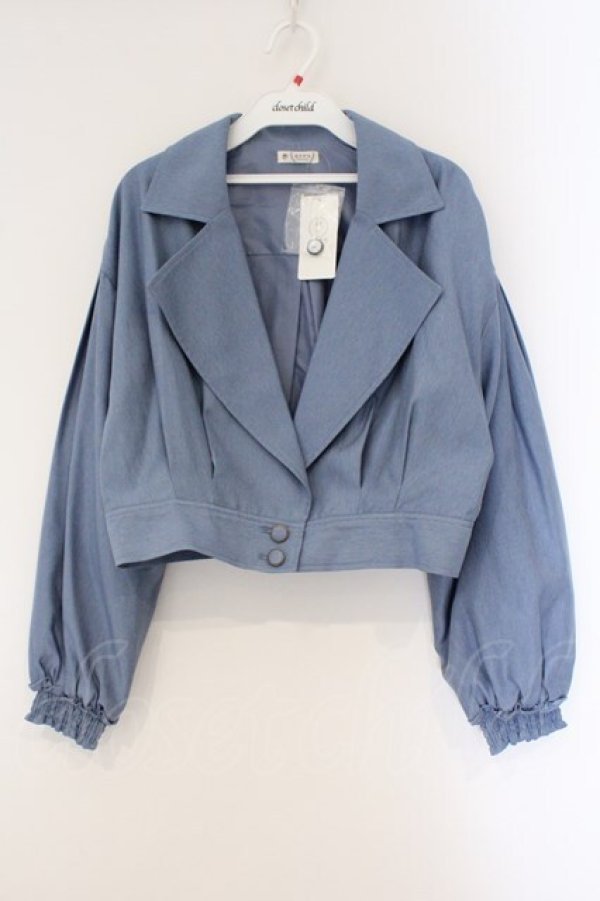 画像1: axes femme / テーラー襟ショートジャケット F ブルー O-26-03-23-011-AX-JA-IG-OS (1)