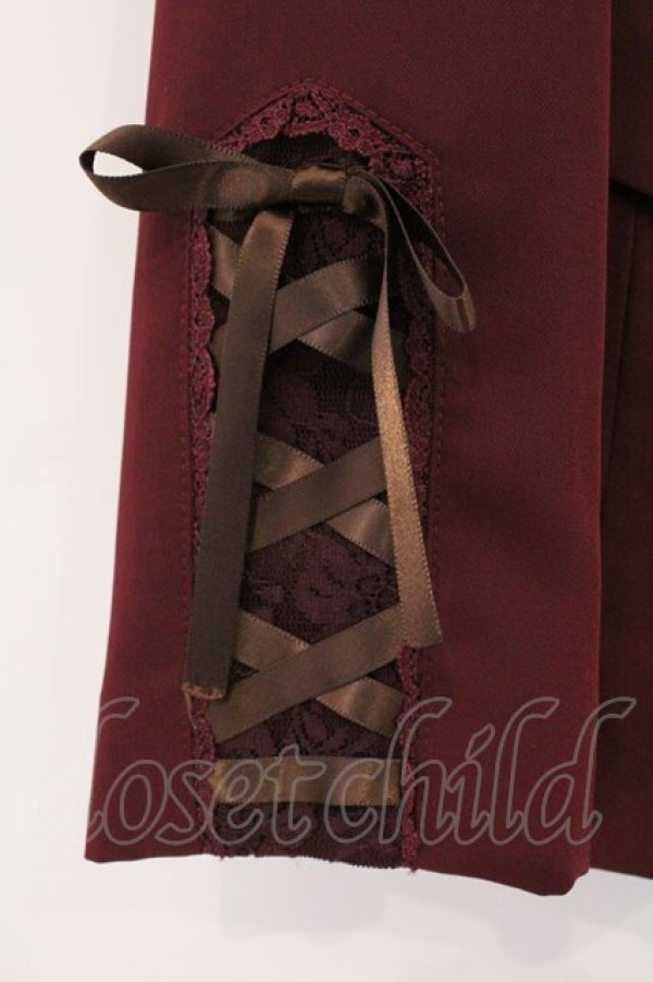 画像2: axes femme / 袖レースアップジャケット  ワイン O-26-03-23-014-AX-JA-IG-OS (2)